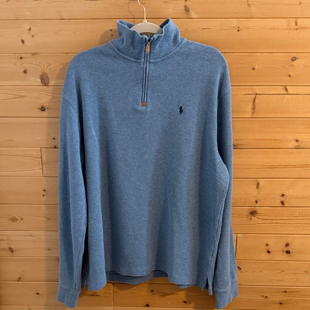 Polo by Ralph Lauren Men's chambray Blue Quarter-Zip Pullover